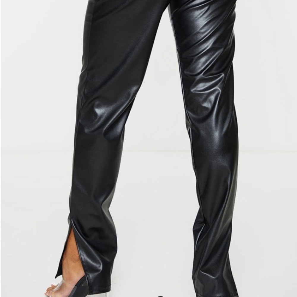Black Cut Out Side Split Hem Pants